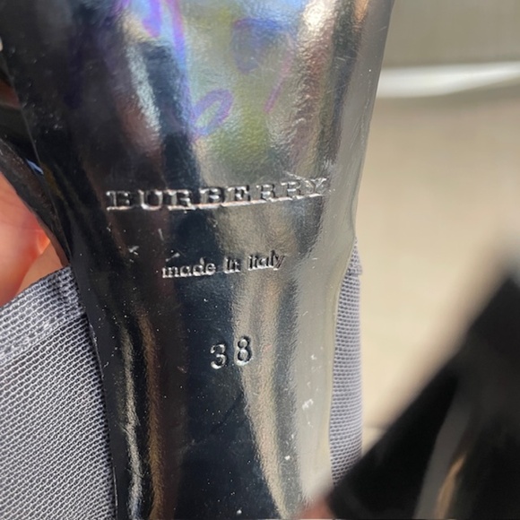 Burberry Black Ankle Wrap Heels Mesh EUC - Picture 11 of 13